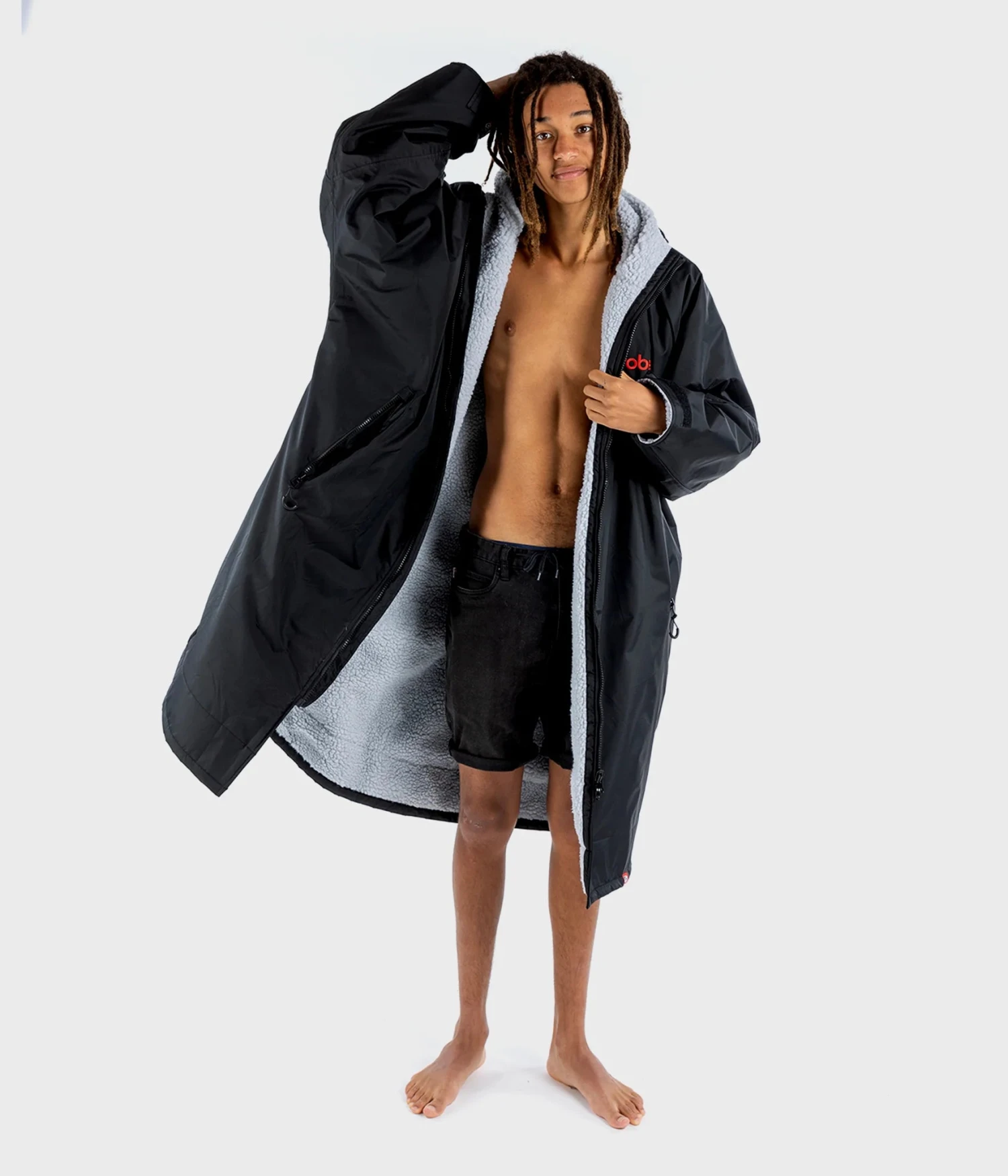 Dryrobe Advance Long Sleeve BLACK GREY - RECYCLED - Image 2