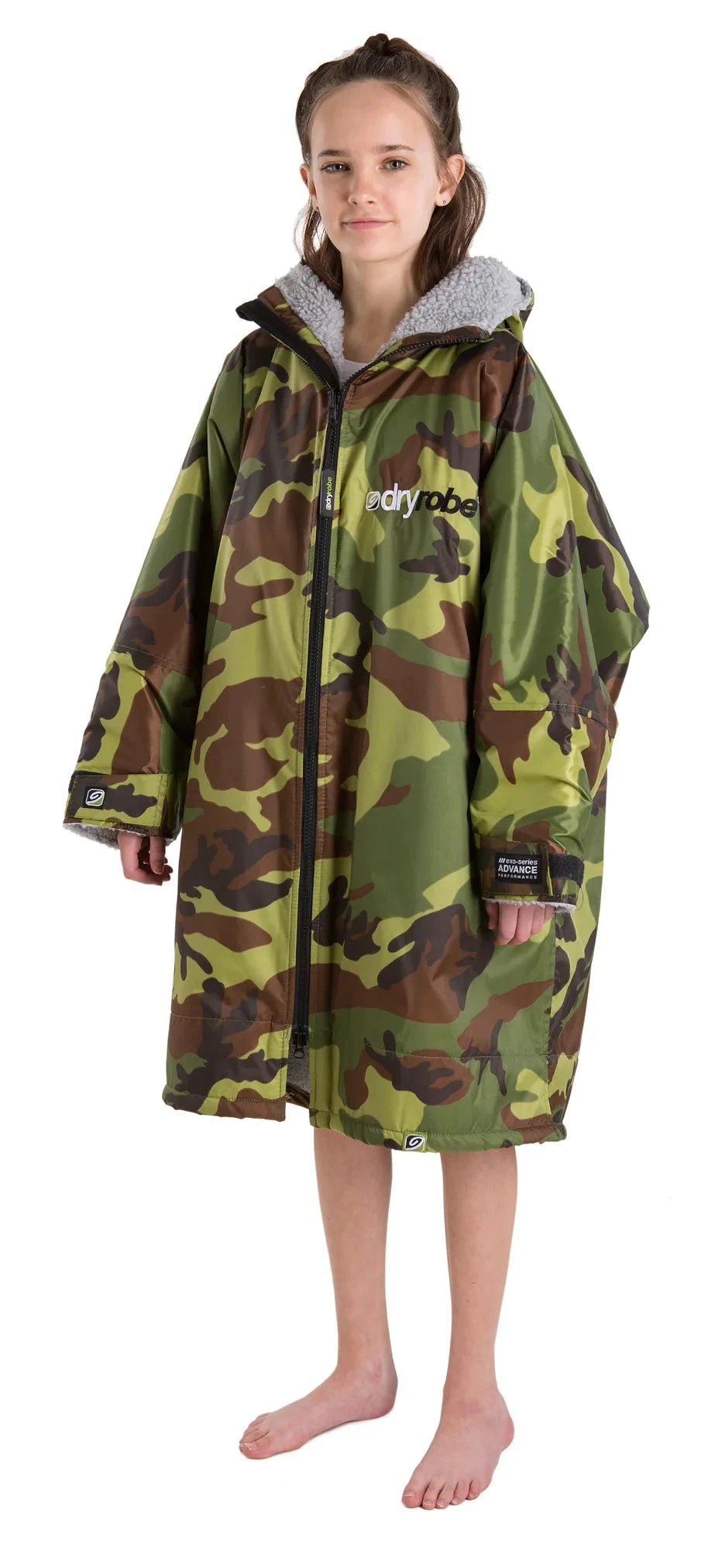 Dryrobe Advance Kids Long Sleeve Camouflage Grey - RECYCLED - Image 3